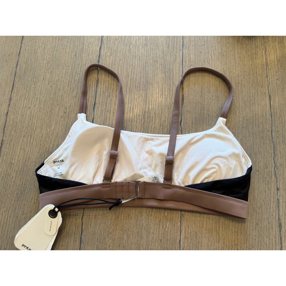 Prana Women's White Brown Baja Bound Adjustable Swim Top Size XS - Picture 3 of 6